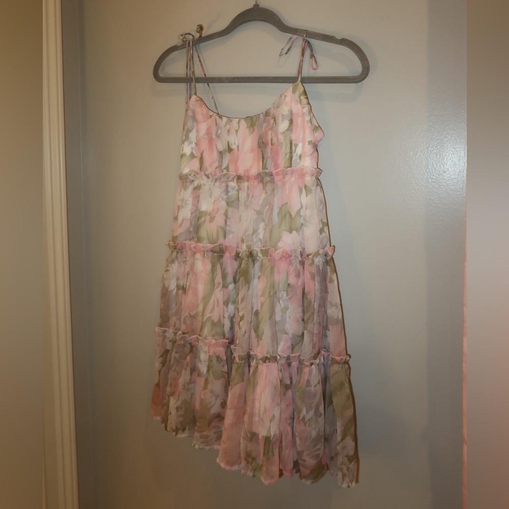 Selfie Leslie Pink and Green Floral Dress